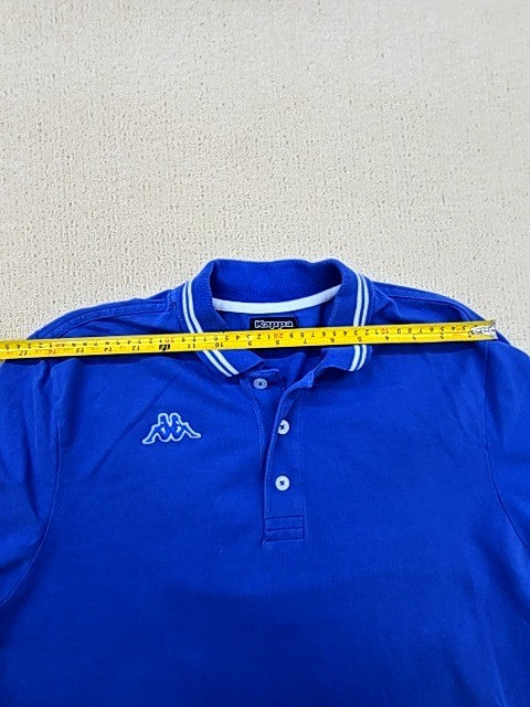 Kappa Men's Blue Polo Shirt Medium Cotton Italy White Piping