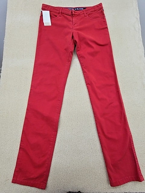 Hablaine Red Straight Leg Women's Jeans Size 44 Zip Pockets Cotton Blend