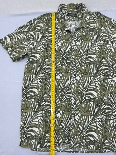 Sonny Bono Men's Green Palm Leaf Print Button-Down Shirt XL Cotton