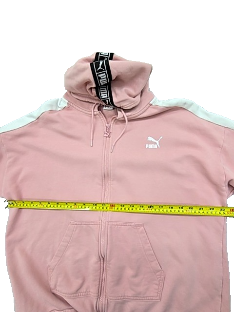 PUMA Women's Pink Zip Hoodie XL Regular Fleece Essentials