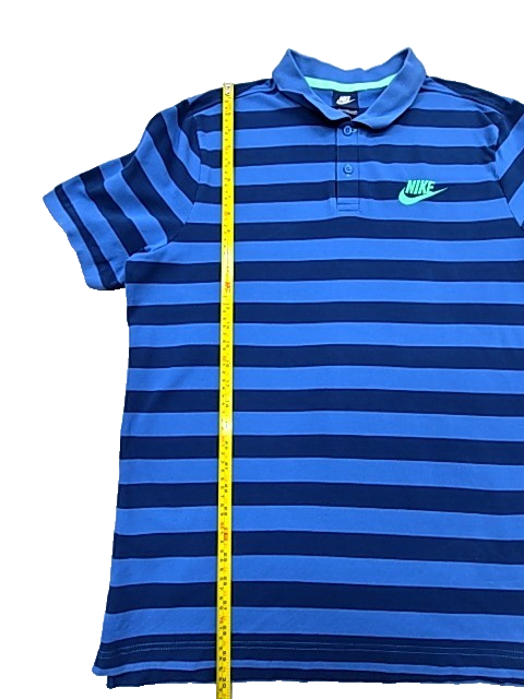 Nike Men's Blue Striped Polo Shirt XL Short Sleeve Cotton