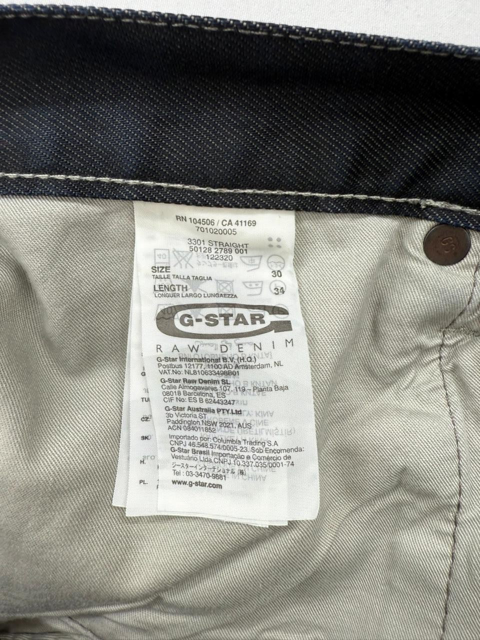 G-Star 3301 Slim Fit Men's Dark Wash Stretch Jeans 30x30