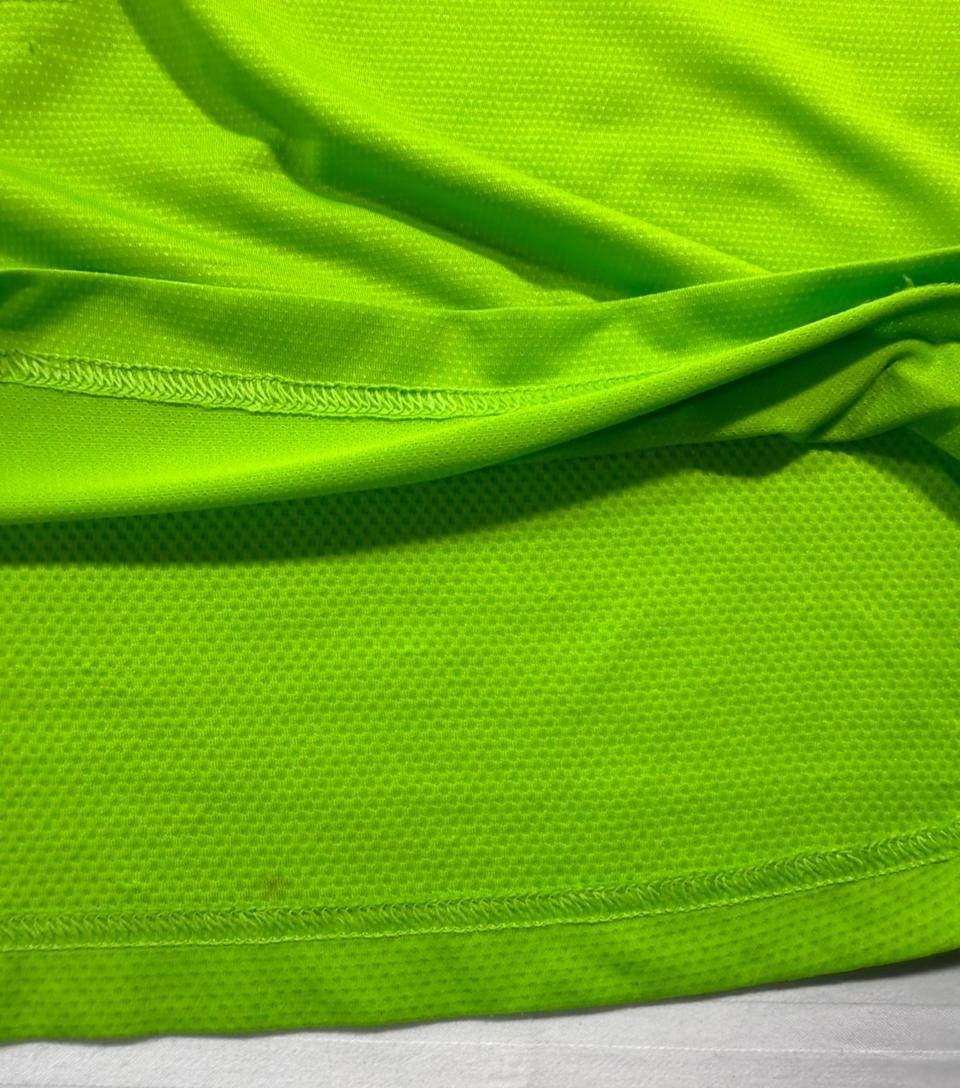 Puma Neon Green Performance T-Shirt With A Blue Graphic Log - Size S