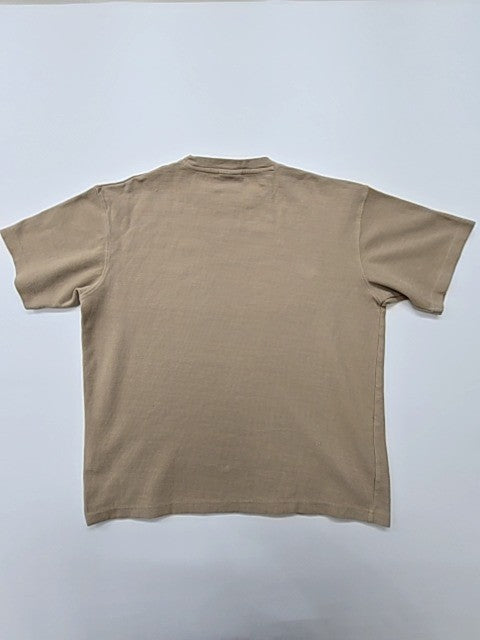 Pull&Bear Men Beige Logo Patch T-Shirt Size S Basic Crew Neck