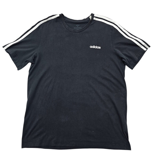 Adidas Men's Black T-Shirt – Size XL, Striped