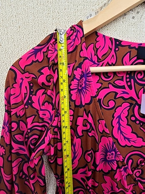 River Island Pink Floral Midi Dress Petite Size 6 Long Sleeve