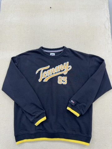 Tommy Jeans Men's Navy Crew Neck Sweatshirt Size S 90s Logo