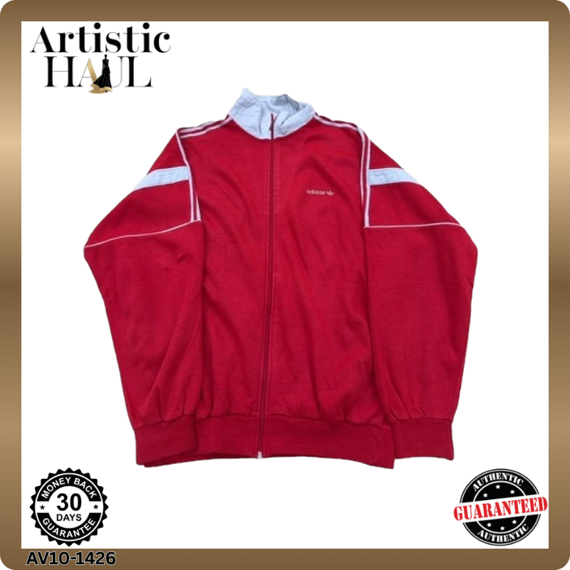 Adidas Rival Emmanuel-73 Red Track Jacket L Unisex Zipper Stripe