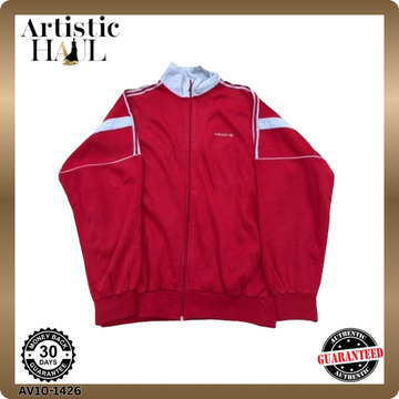 Adidas Rival Emmanuel-73 Red Track Jacket L Unisex Zipper Stripe