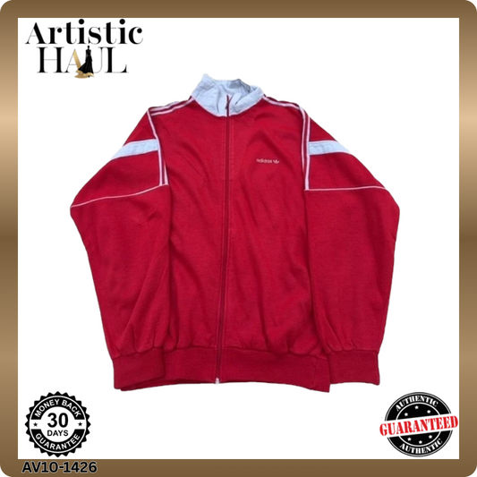 Adidas Unisex Red Jacket – Size L, Striped