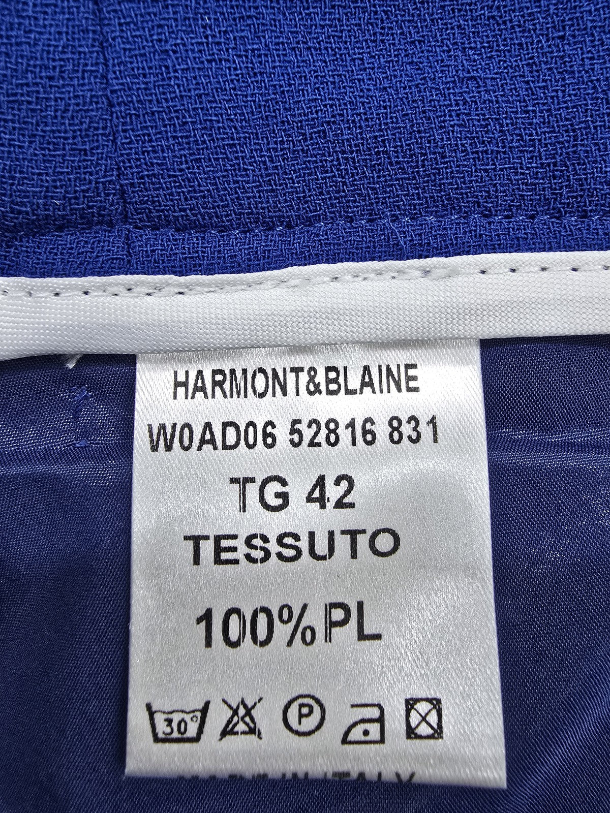 Harmont & Blaine Blue Wide Leg Pants TG 42 High Rise Italy