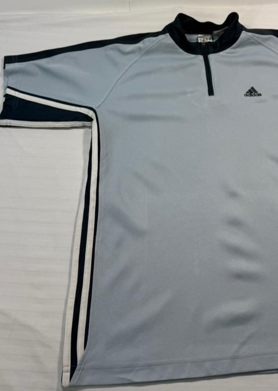 Adidas Roland Garros Men's Light Blue 1/4 Zip Tennis Shirt Size M