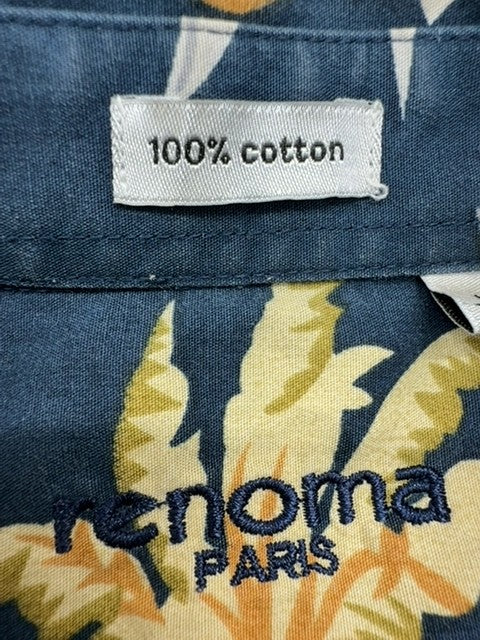 Renoma Paris Men's Navy Floral Hawaiian Short Sleeve Shirt Size M