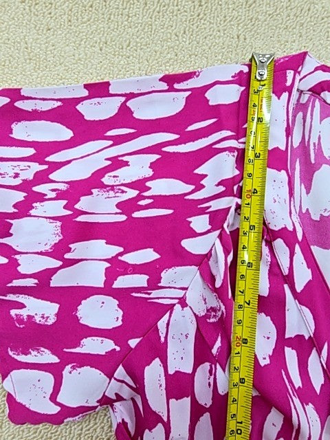 French Connection Pink Polka Dot Wrap Midi Dress Size B