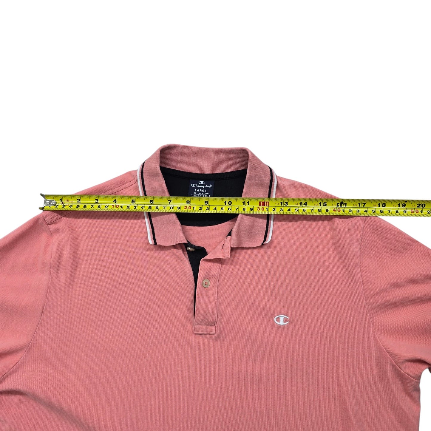 Champion Men's L Rose Mauve Cotton Polo Short Sleeve Striped Collar