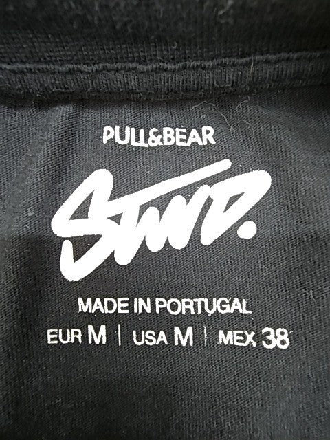 Pull&Bear Men's Black Sports T-Shirt Size M Short Sleeve Crew Neck