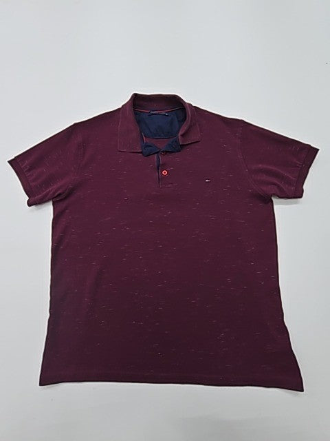 Tommy Hilfiger Men Burgundy Polo Shirt XL Cotton Tagless Solid
