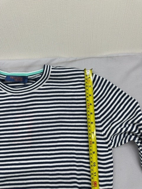 Trussardi Jeans Men's Navy White Striped Crewneck Cotton Sweater L Italy