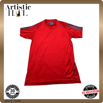 Adidas Men's Red Crewneck Short Sleeve T-Shirt Size M 3-Stripes
