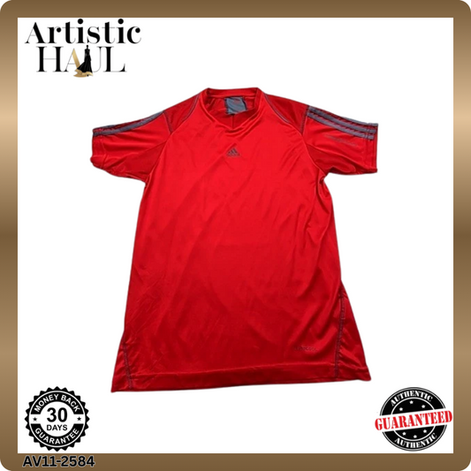 Adidas Men's Red T-Shirt – Size M, Short Sleeve, Crew Neck