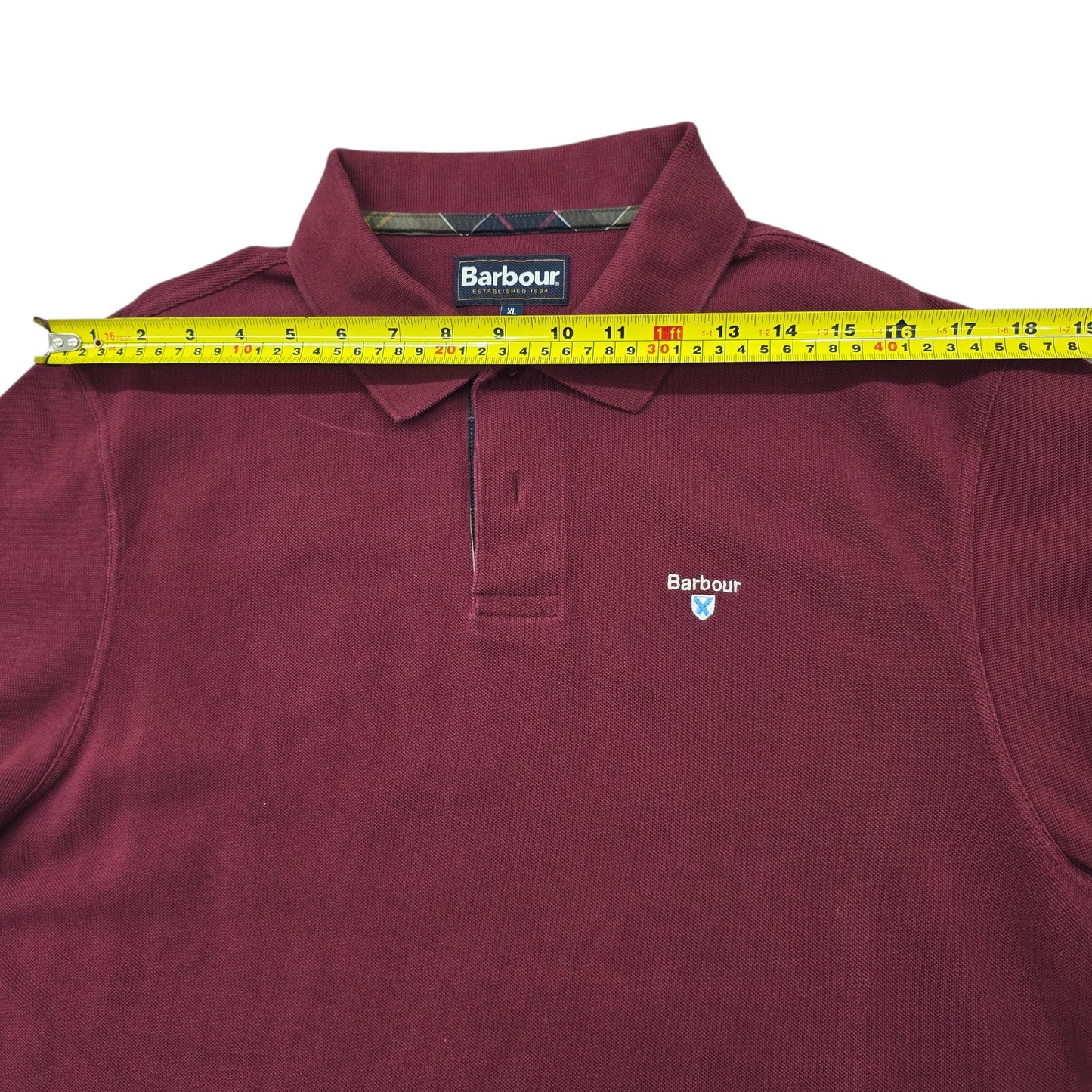 Barbour Men's Burgundy Logo Polo Shirt Size XL