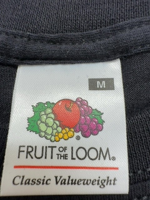 Fruit of the Loom Men Black Graphic T-Shirt Size M Classic Valueweight