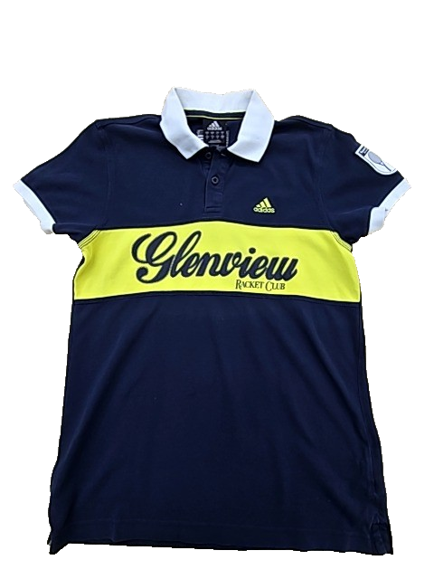 Adidas Navy Striped Golf Polo Shirt Men's Short Sleeve