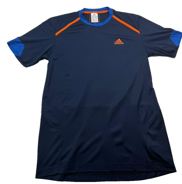Adidas Barricade Men'S Performance T-Shirt In Mystery Blue With Glow Orange - S