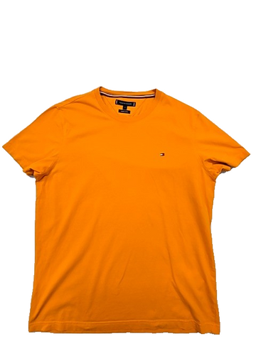 Tommy Hilfiger Men's Orange V-Neck T-Shirt Size L Organic Cotton
