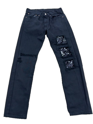 Levi's 501 Original Fit Black Vintage Jeans Men's 28 Distressed Sequin