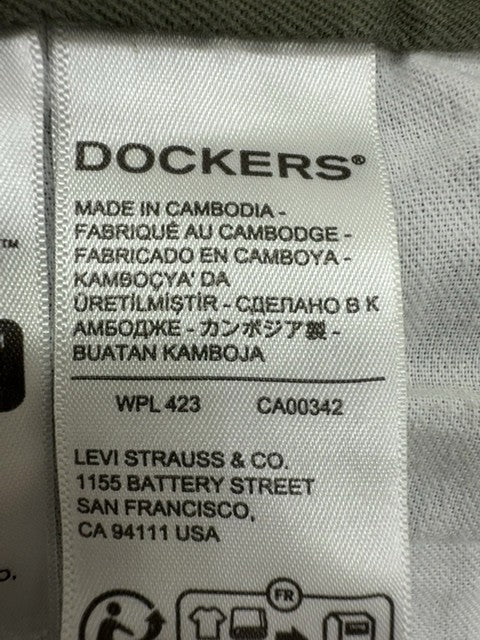 Dockers Men Olive Chino Pants Size S Straight Leg Regular Button