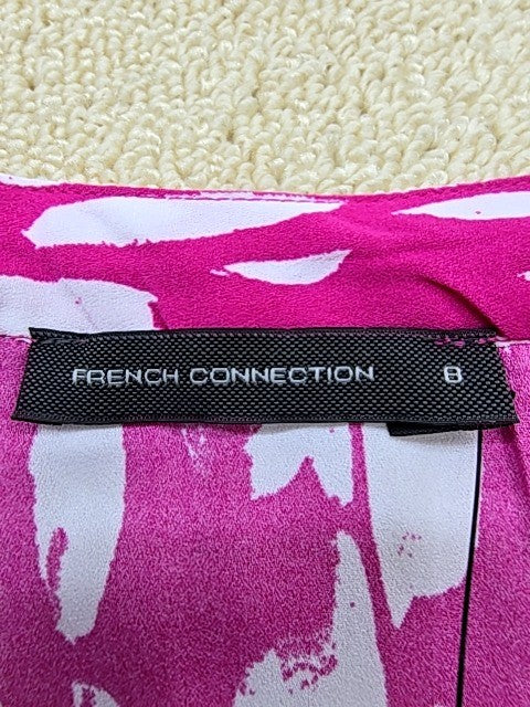 French Connection Pink Polka Dot Wrap Midi Dress Size B