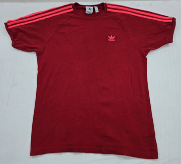 Adidas Originals Men's Burgundy Striped T-Shirt L Three Stripes Trefoil