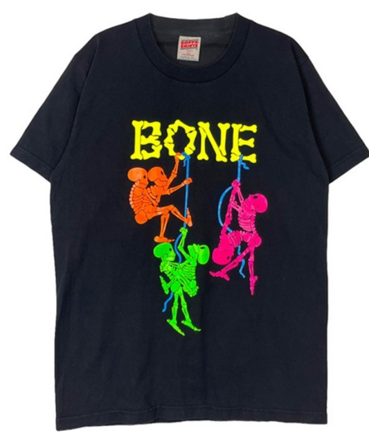 Soffe Youth Black T-Shirt – Size L, Bone Circus Skeletons Neon, Graphic
