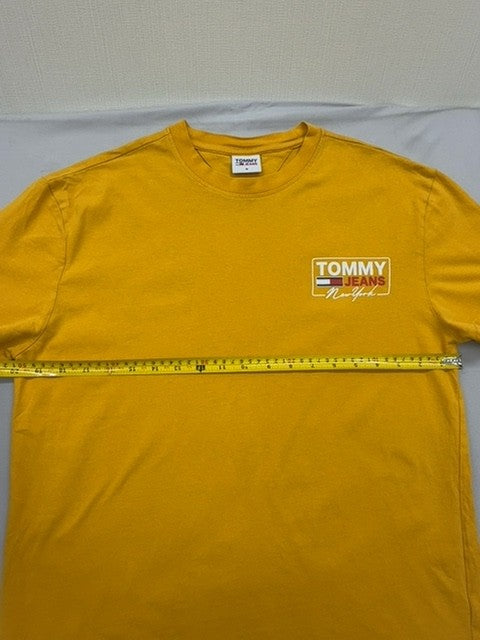 Tommy Jeans Men's Yellow Logo T-Shirt Size M Cotton Crew Neck