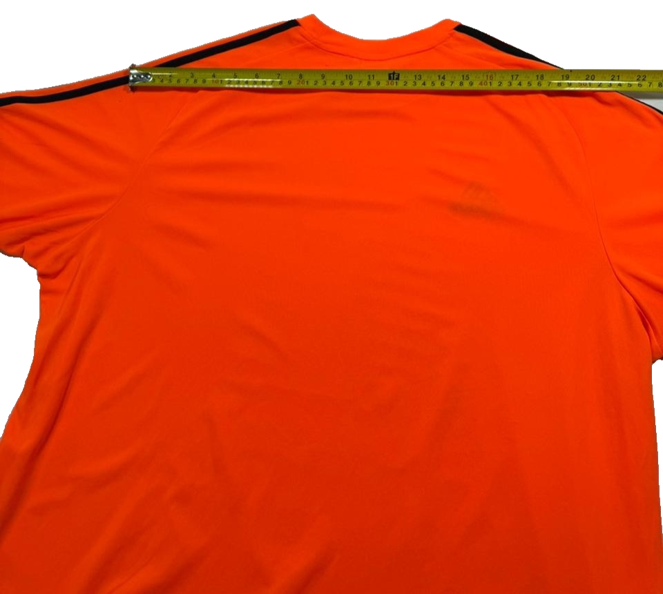 Adidas Men's Bright Orange Climalite Training Shirt Black 3-Stripe Crew Neck 2Xl