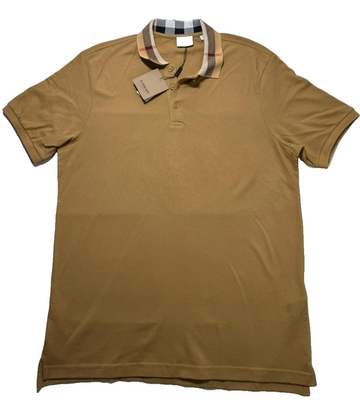 Burberry '' Polo Shirt Signature Check Collar Placket Cuffed Short Sleeves 2Xl