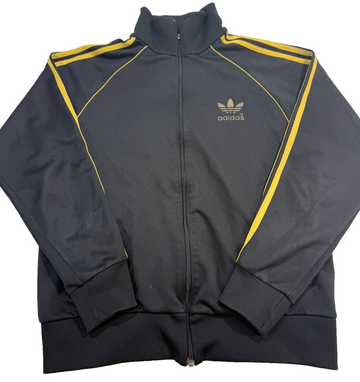 Adidas Originals Black Gold Yellow 3 Stripe Men Zip Track Jacket Trefoil Logo M