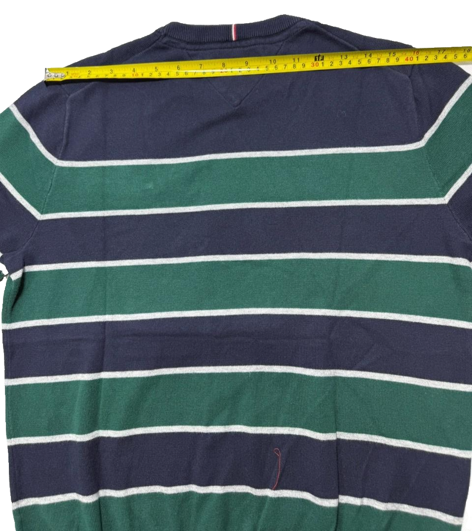 Tommy Hilfiger Men's Striped Crewneck Sweater Navy Green Size L