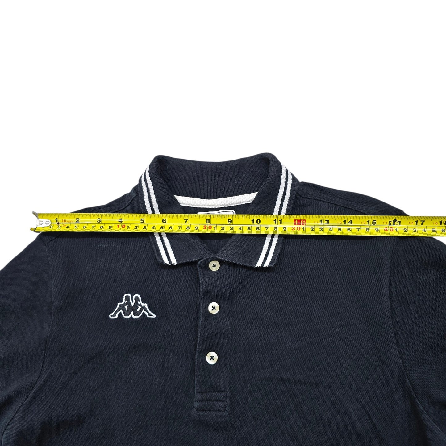 Kappa Men's Navy Blue Striped Trim Polo Shirt Size M Vintage
