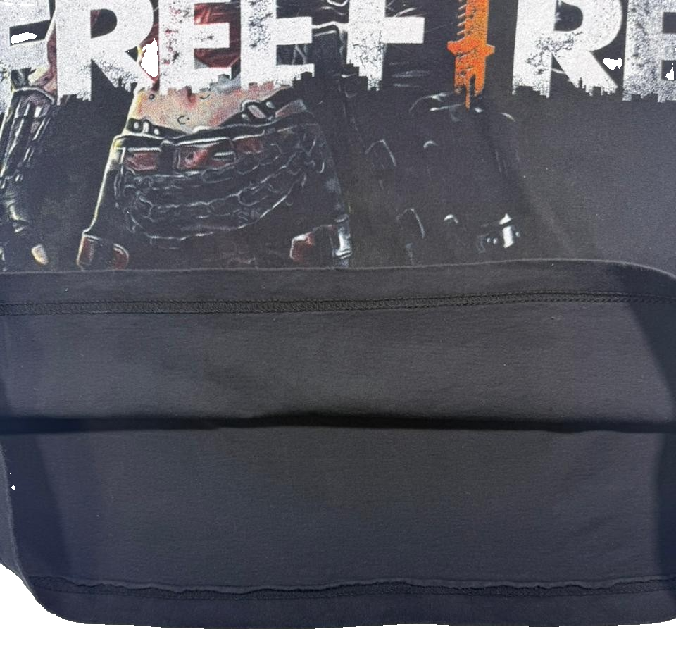 Black Free Fire Graphic Print T-Shirt Unisex - Size S