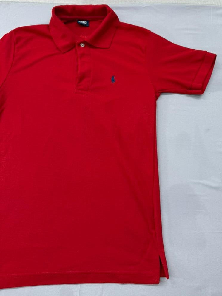 Polo Boys Red Short Sleeve Polo Shirt Size M 100% Cotton