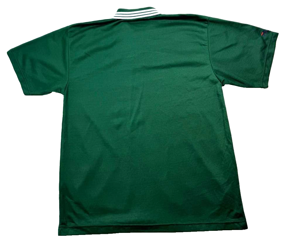 Fila Green Cotton Polo Shirt With White And Navy Striped Collar - Size L