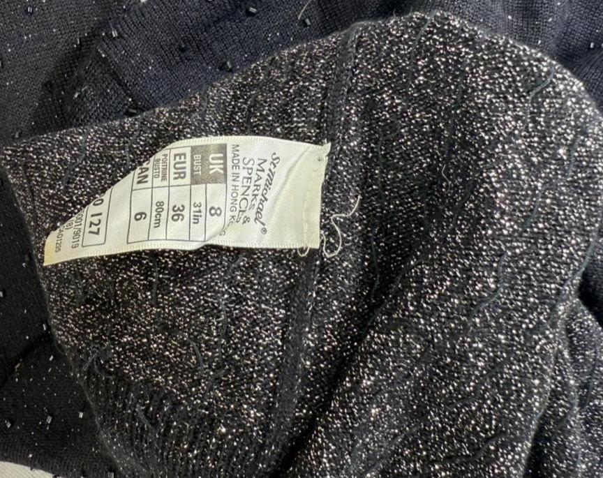 Marks & Spencer Sequin-Embellished Cardigan | Unisex | Size 8 | Black