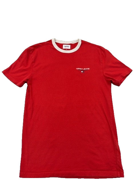 Tommy Jeans Men's Red Short Sleeve T-Shirt XS Cotton Crew Neck