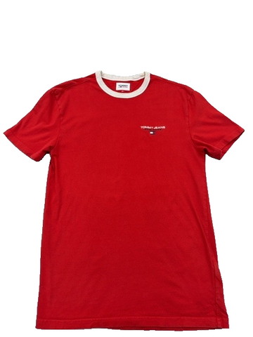 Tommy Jeans Men's Red Short Sleeve T-Shirt XS Cotton Crew Neck