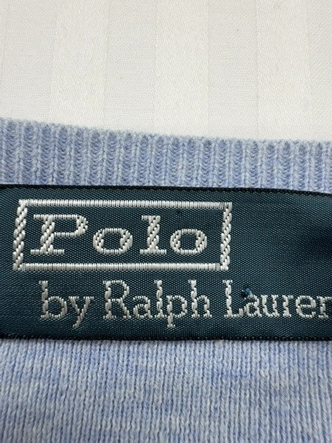 Polo Men Light Blue Cotton V-Neck Sweater LG Embroidered Logo - Regular Fit