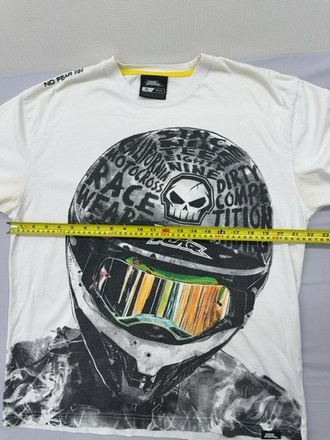 No Fear Men's XL White Motocross Cotton T-Shirt