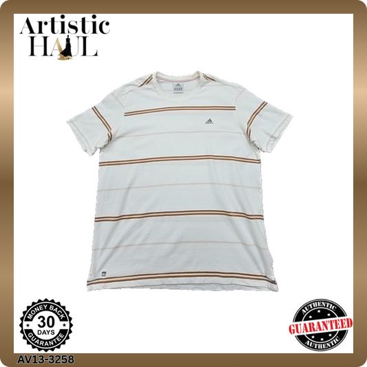 Adidas Originals Men's White T-Shirt – Size XL, Relaxed Fit, Striped