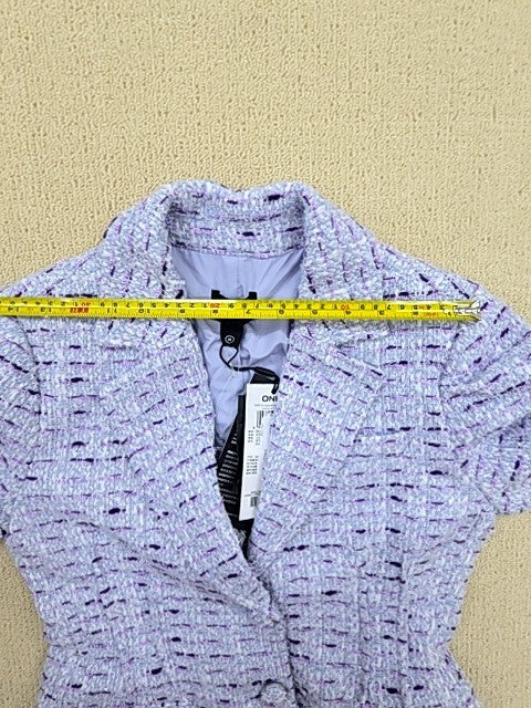 Only Women's Purple Tweed Blazer Button Up Long Sleeve Size M